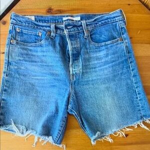 Classic High-Rise Women's Denim Athletic Shorts - Blue